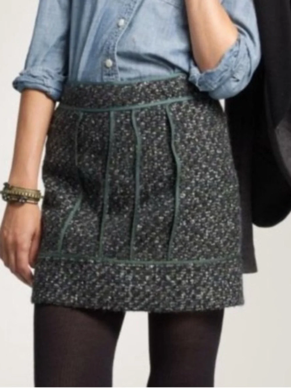J.Crew Moss Tweed Wool Blend Mini Skirt in Evergreen 4